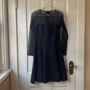 CDC Evening Black Long Sleeve Mesh Sweetheart Mini Dress in 8